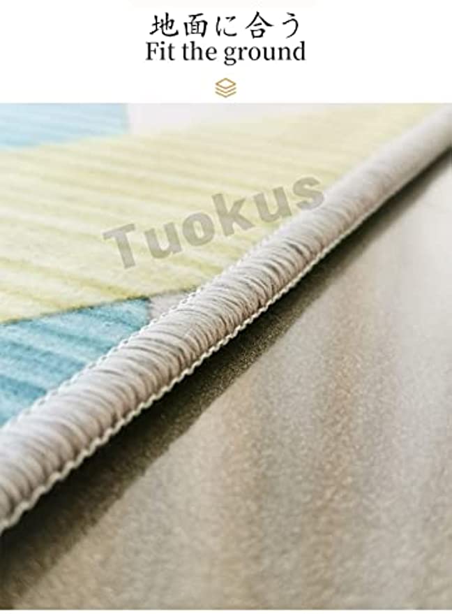 「Tuokus」カーペット おしゃれ リントフリー ラグ じゅうたん わびさび かわいい 洗える ラグマット 3畳4畳5畳6畳 防ダニ センターカーペット 抗菌 消臭 滑り止め付き オールシーズン対応 厚さ8mm